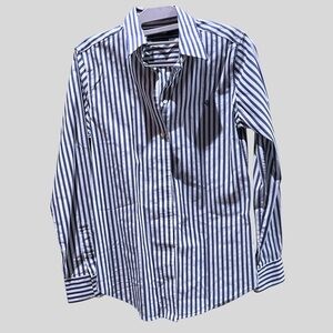 Ralph Lauren Navy and White Striped Button Down Shirt